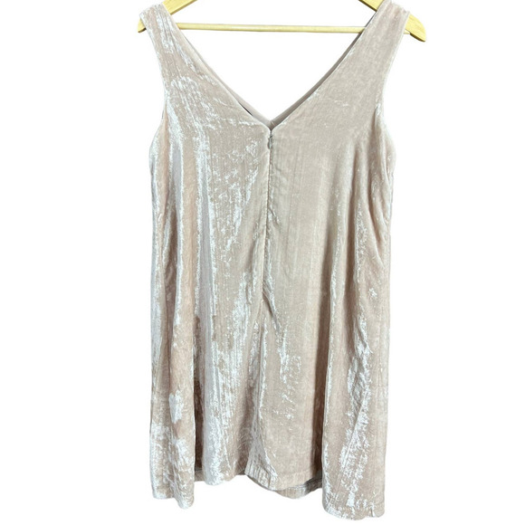 VTG LOFT Light Pink Crushed Velvet Velour Zip Up V Neck Shift Mini Dress 6 Fairy - Picture 4 of 9